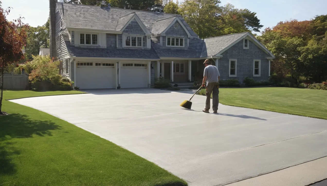 Newly poured concrete driveway in front of a Cape Cod style home in West Mifflin